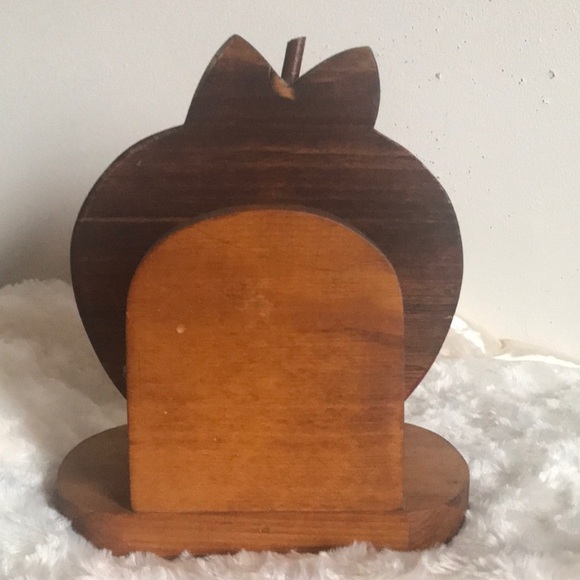 Rare Vintage Wooden Apple Napkin Holder - Picture 3 of 6